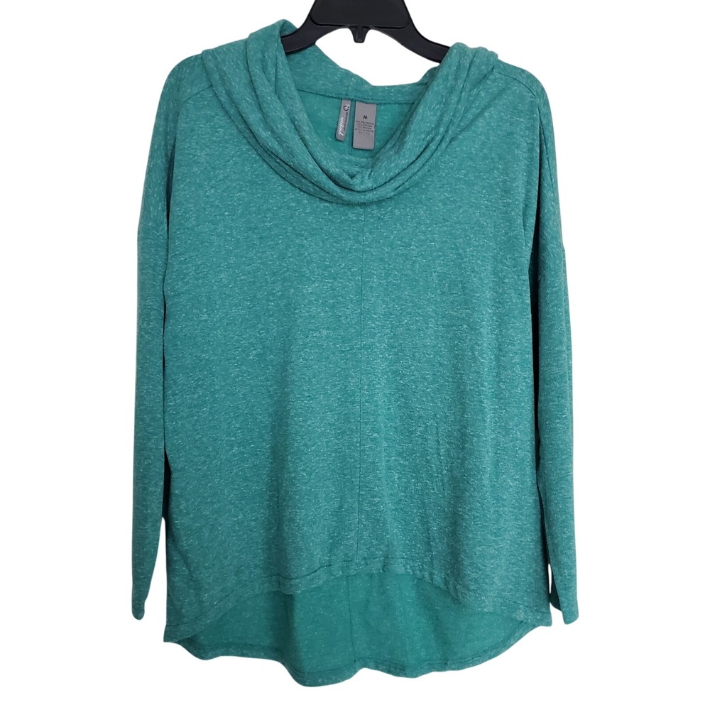 New Directions Weekend‎ Cowl Neck Long Sleeve Heathered Teal Top Size M